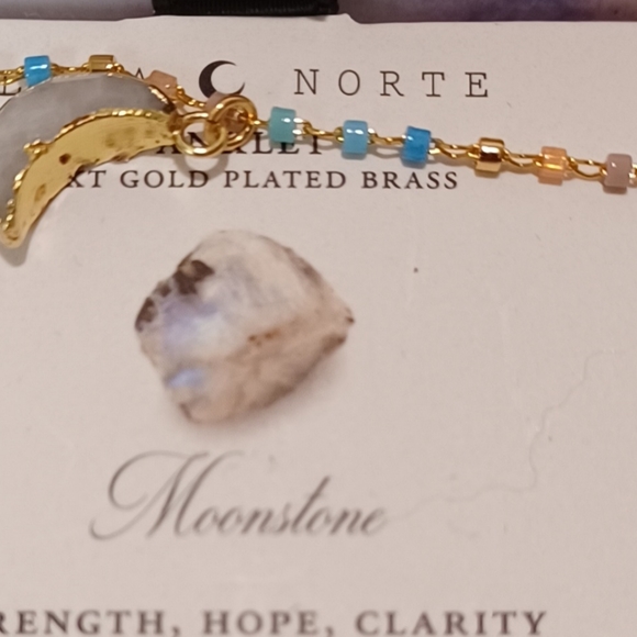 DOUBLE CHAIN LUNA NORTE MOONSTONE GEMSTONE BEADS CHARM ANKLET ONE SIZE FITS ALL - Picture 12 of 13